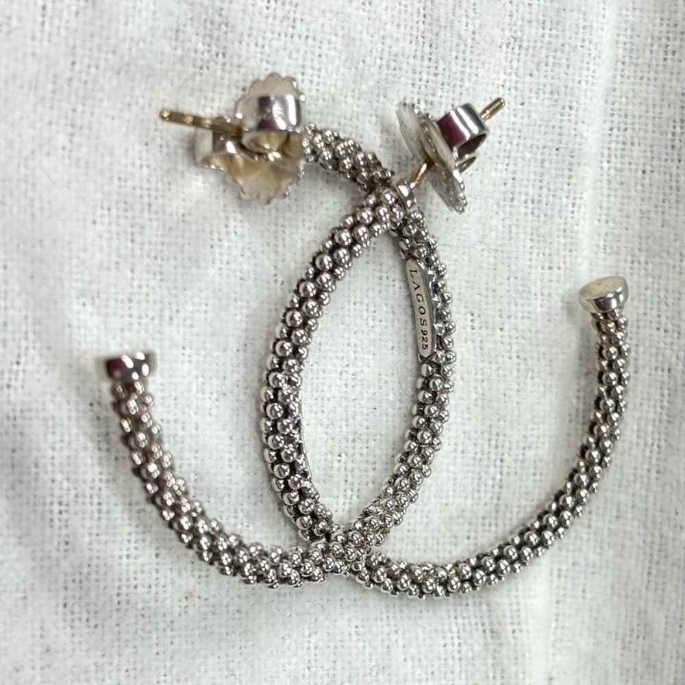 LAGOS  Caviar Sterling Silver Hoop Earrings - Elegant Women’s Jewelry